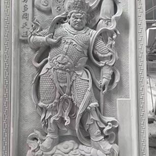 温州 芝麻灰花岗岩人物雕刻——多闻天王